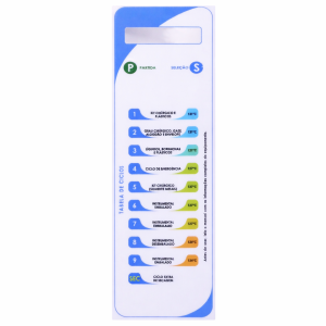 Adesivo para autoclave Sercon com tabela de ciclos e controle de esterilização